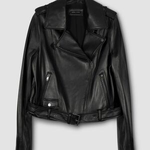 NWOT Universal Standard Leather Moto Jacket Black Size M